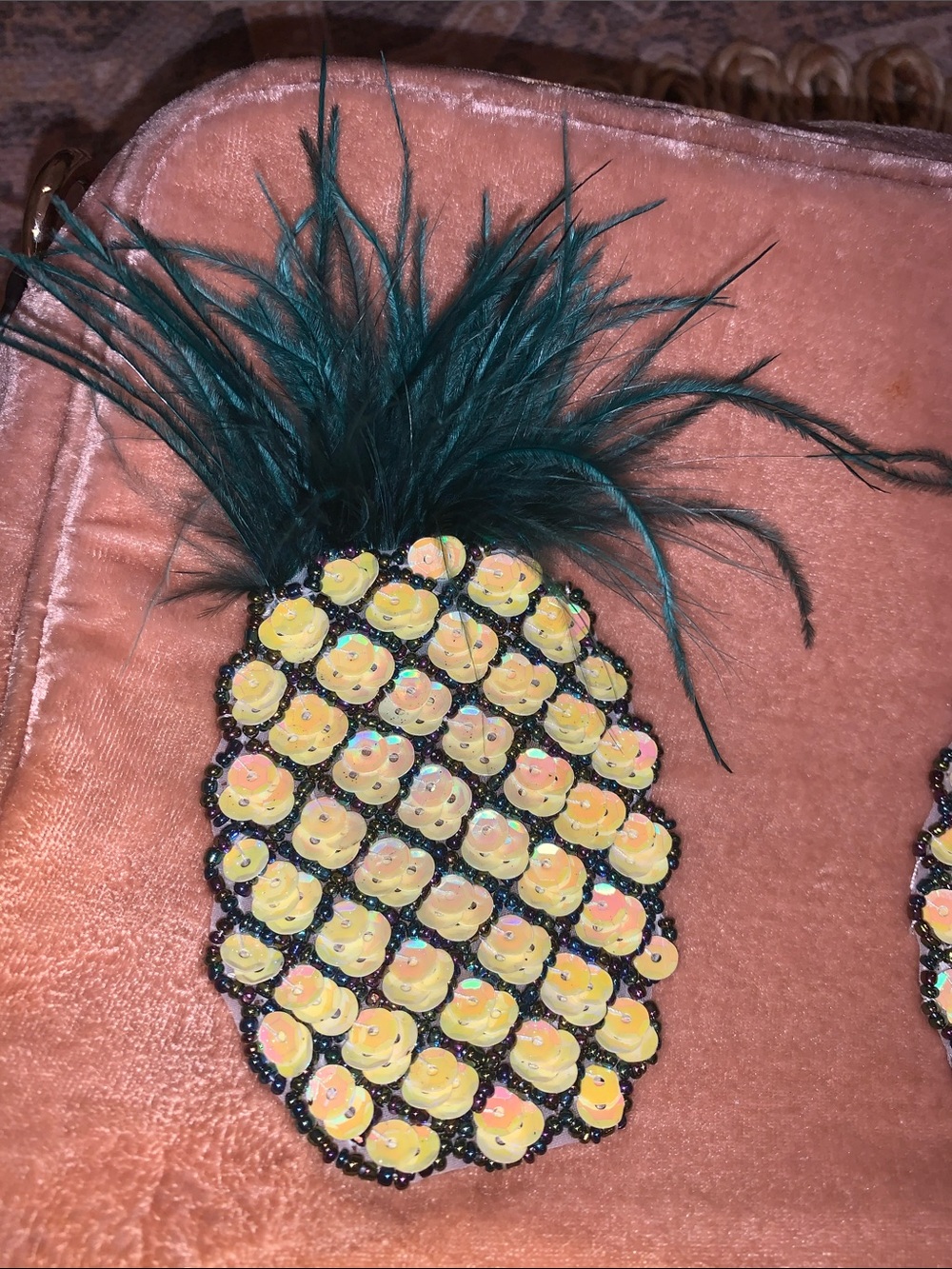 Kurt Geiger Velvet Pineapple Appliqué Crossbody Bag - Tan Beige Purse - Picture 3 of 14